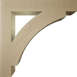 Ekena Millwork - BKTUR055X38X38THR05RCPR - Timberthane Faux Wood Thorton Style Bracket, Block Ends, 5 1/2"W x 38"D x 38"H, Primed Tan