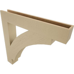 Ekena Millwork - BKTUR055X38X38THR05RCPR - Timberthane Faux Wood Thorton Style Bracket, Block Ends, 5 1/2"W x 38"D x 38"H, Primed Tan