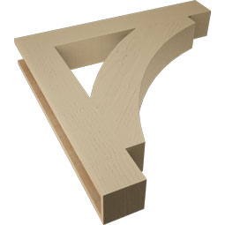 Ekena Millwork - BKTUR055X38X38THR05RCPR - Timberthane Faux Wood Thorton Style Bracket, Block Ends, 5 1/2"W x 38"D x 38"H, Primed Tan