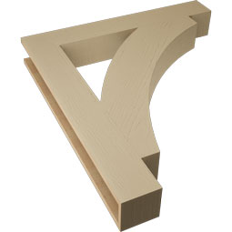 Ekena Millwork - BKTUR055X38X42THR05RCPR - Timberthane Faux Wood Thorton Style Bracket, Block Ends, 5 1/2"W x 38"D x 42"H, Primed Tan