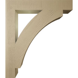 Ekena Millwork - BKTUR055X38X44THR05RCPR - Timberthane Faux Wood Thorton Style Bracket, Block Ends, 5 1/2"W x 38"D x 44"H, Primed Tan