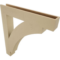Ekena Millwork - BKTUR055X38X44THR05RCPR - Timberthane Faux Wood Thorton Style Bracket, Block Ends, 5 1/2"W x 38"D x 44"H, Primed Tan