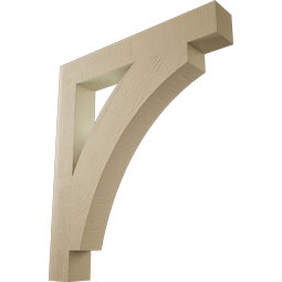 Ekena Millwork - BKTUR055X38X44THR05RCPR - Timberthane Faux Wood Thorton Style Bracket, Block Ends, 5 1/2"W x 38"D x 44"H, Primed Tan