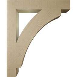 Ekena Millwork - BKTUR055X38X46THR05RCPR - Timberthane Faux Wood Thorton Style Bracket, Block Ends, 5 1/2"W x 38"D x 46"H, Primed Tan