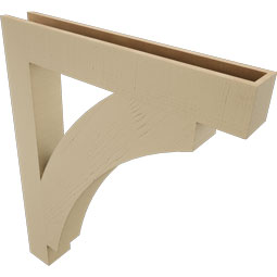 Ekena Millwork - BKTUR055X38X46THR05RCPR - Timberthane Faux Wood Thorton Style Bracket, Block Ends, 5 1/2"W x 38"D x 46"H, Primed Tan