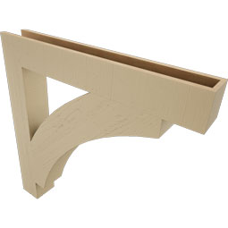 Ekena Millwork - BKTUR055X40X40THR05RCPR - Timberthane Faux Wood Thorton Style Bracket, Block Ends, 5 1/2"W x 40"D x 40"H, Primed Tan