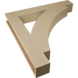 Ekena Millwork - BKTUR055X40X40THR05RCPR - Timberthane Faux Wood Thorton Style Bracket, Block Ends, 5 1/2"W x 40"D x 40"H, Primed Tan