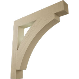 Ekena Millwork - BKTUR055X40X40THR05RCPR - Timberthane Faux Wood Thorton Style Bracket, Block Ends, 5 1/2"W x 40"D x 40"H, Primed Tan