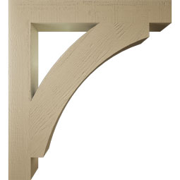 Ekena Millwork - BKTUR055X40X44THR05RCPR - Timberthane Faux Wood Thorton Style Bracket, Block Ends, 5 1/2"W x 40"D x 44"H, Primed Tan