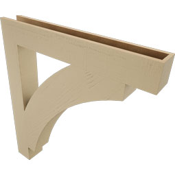 Ekena Millwork - BKTUR055X40X44THR05RCPR - Timberthane Faux Wood Thorton Style Bracket, Block Ends, 5 1/2"W x 40"D x 44"H, Primed Tan