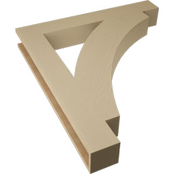 Ekena Millwork - BKTUR055X40X44THR05RCPR - Timberthane Faux Wood Thorton Style Bracket, Block Ends, 5 1/2"W x 40"D x 44"H, Primed Tan