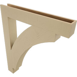 Ekena Millwork - BKTUR055X40X48THR05RCPR - Timberthane Faux Wood Thorton Style Bracket, Block Ends, 5 1/2"W x 40"D x 48"H, Primed Tan