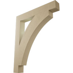 Ekena Millwork - BKTUR055X40X48THR05RCPR - Timberthane Faux Wood Thorton Style Bracket, Block Ends, 5 1/2"W x 40"D x 48"H, Primed Tan