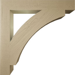 Ekena Millwork - BKTUR055X42X42THR05RCPR - Timberthane Faux Wood Thorton Style Bracket, Block Ends, 5 1/2"W x 42"D x 42"H, Primed Tan