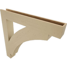 Ekena Millwork - BKTUR055X42X42THR05RCPR - Timberthane Faux Wood Thorton Style Bracket, Block Ends, 5 1/2"W x 42"D x 42"H, Primed Tan