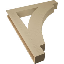 Ekena Millwork - BKTUR055X42X48THR05RCPR - Timberthane Faux Wood Thorton Style Bracket, Block Ends, 5 1/2"W x 42"D x 48"H, Primed Tan