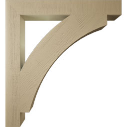 Ekena Millwork - BKTUR055X44X48THR05RCPR - Timberthane Faux Wood Thorton Style Bracket, Block Ends, 5 1/2"W x 44"D x 48"H, Primed Tan