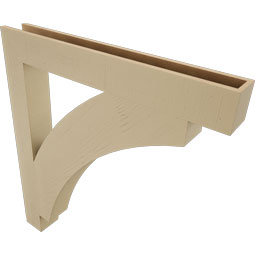 Ekena Millwork - BKTUR055X44X48THR05RCPR - Timberthane Faux Wood Thorton Style Bracket, Block Ends, 5 1/2"W x 44"D x 48"H, Primed Tan