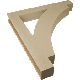 Ekena Millwork - BKTUR055X44X48THR05RCPR - Timberthane Faux Wood Thorton Style Bracket, Block Ends, 5 1/2"W x 44"D x 48"H, Primed Tan