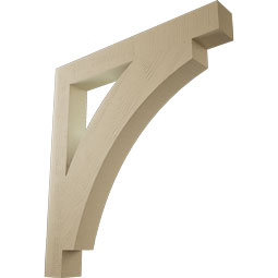 Ekena Millwork - BKTUR055X44X48THR05RCPR - Timberthane Faux Wood Thorton Style Bracket, Block Ends, 5 1/2"W x 44"D x 48"H, Primed Tan