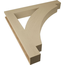 Ekena Millwork - BKTUR055X46X46THR05RCPR - Timberthane Faux Wood Thorton Style Bracket, Block Ends, 5 1/2"W x 46"D x 46"H, Primed Tan