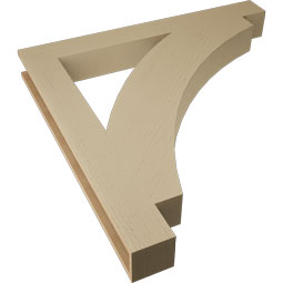Ekena Millwork - BKTUR055X48X48THR05RCPR - Timberthane Faux Wood Thorton Style Bracket, Block Ends, 5 1/2"W x 48"D x 48"H, Primed Tan