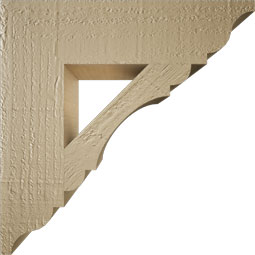 Ekena Millwork - BKTUR035X14X14OLY01RCPR - Timberthane Faux Wood Olympic Style Bracket, Traditional Ends, 3 1/2"W x 14"D x 14"H, Primed Tan