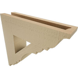 Ekena Millwork - BKTUR035X14X14OLY01RCPR - Timberthane Faux Wood Olympic Style Bracket, Traditional Ends, 3 1/2"W x 14"D x 14"H, Primed Tan