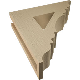 Ekena Millwork - BKTUR035X14X14OLY01RCPR - Timberthane Faux Wood Olympic Style Bracket, Traditional Ends, 3 1/2"W x 14"D x 14"H, Primed Tan