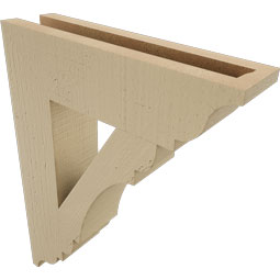 Ekena Millwork - BKTUR035X14X18OLY01RCPR - Timberthane Faux Wood Olympic Style Bracket, Traditional Ends, 3 1/2"W x 14"D x 18"H, Primed Tan