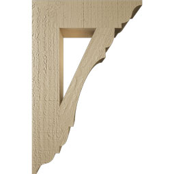 Ekena Millwork - BKTUR035X14X22OLY01RCPR - Timberthane Faux Wood Olympic Style Bracket, Traditional Ends, 3 1/2"W x 14"D x 22"H, Primed Tan