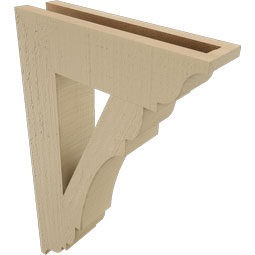 Ekena Millwork - BKTUR035X14X22OLY01RCPR - Timberthane Faux Wood Olympic Style Bracket, Traditional Ends, 3 1/2"W x 14"D x 22"H, Primed Tan
