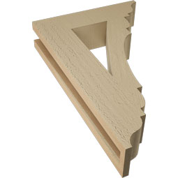 Ekena Millwork - BKTUR035X14X22OLY01RCPR - Timberthane Faux Wood Olympic Style Bracket, Traditional Ends, 3 1/2"W x 14"D x 22"H, Primed Tan