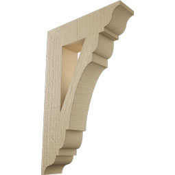 Ekena Millwork - BKTUR035X14X22OLY01RCPR - Timberthane Faux Wood Olympic Style Bracket, Traditional Ends, 3 1/2"W x 14"D x 22"H, Primed Tan