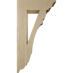 Ekena Millwork - BKTUR035X14X26OLY01RCPR - Timberthane Faux Wood Olympic Style Bracket, Traditional Ends, 3 1/2"W x 14"D x 26"H, Primed Tan