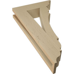 Ekena Millwork - BKTUR035X14X26OLY01RCPR - Timberthane Faux Wood Olympic Style Bracket, Traditional Ends, 3 1/2"W x 14"D x 26"H, Primed Tan