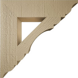 Ekena Millwork - BKTUR035X16X16OLY01RCPR - Timberthane Faux Wood Olympic Style Bracket, Traditional Ends, 3 1/2"W x 16"D x 16"H, Primed Tan