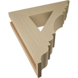 Ekena Millwork - BKTUR035X16X16OLY01RCPR - Timberthane Faux Wood Olympic Style Bracket, Traditional Ends, 3 1/2"W x 16"D x 16"H, Primed Tan