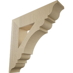 Ekena Millwork - BKTUR035X16X16OLY01RCPR - Timberthane Faux Wood Olympic Style Bracket, Traditional Ends, 3 1/2"W x 16"D x 16"H, Primed Tan