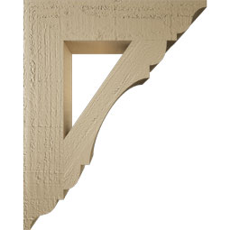Ekena Millwork - BKTUR035X16X20OLY01RCPR - Timberthane Faux Wood Olympic Style Bracket, Traditional Ends, 3 1/2"W x 16"D x 20"H, Primed Tan