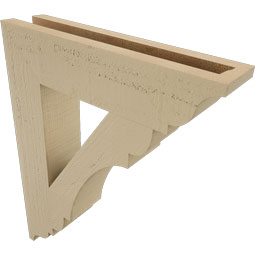 Ekena Millwork - BKTUR035X16X20OLY01RCPR - Timberthane Faux Wood Olympic Style Bracket, Traditional Ends, 3 1/2"W x 16"D x 20"H, Primed Tan