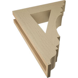 Ekena Millwork - BKTUR035X16X20OLY01RCPR - Timberthane Faux Wood Olympic Style Bracket, Traditional Ends, 3 1/2"W x 16"D x 20"H, Primed Tan