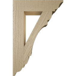 Ekena Millwork - BKTUR035X16X24OLY01RCPR - Timberthane Faux Wood Olympic Style Bracket, Traditional Ends, 3 1/2"W x 16"D x 24"H, Primed Tan
