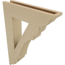 Ekena Millwork - BKTUR035X16X24OLY01RCPR - Timberthane Faux Wood Olympic Style Bracket, Traditional Ends, 3 1/2"W x 16"D x 24"H, Primed Tan