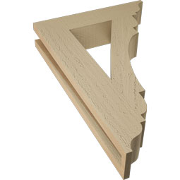 Ekena Millwork - BKTUR035X16X24OLY01RCPR - Timberthane Faux Wood Olympic Style Bracket, Traditional Ends, 3 1/2"W x 16"D x 24"H, Primed Tan