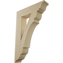 Ekena Millwork - BKTUR035X16X24OLY01RCPR - Timberthane Faux Wood Olympic Style Bracket, Traditional Ends, 3 1/2"W x 16"D x 24"H, Primed Tan