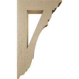 Ekena Millwork - BKTUR035X16X28OLY01RCPR - Timberthane Faux Wood Olympic Style Bracket, Traditional Ends, 3 1/2"W x 16"D x 28"H, Primed Tan
