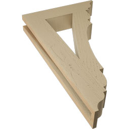 Ekena Millwork - BKTUR035X16X28OLY01RCPR - Timberthane Faux Wood Olympic Style Bracket, Traditional Ends, 3 1/2"W x 16"D x 28"H, Primed Tan