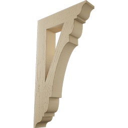 Ekena Millwork - BKTUR035X16X28OLY01RCPR - Timberthane Faux Wood Olympic Style Bracket, Traditional Ends, 3 1/2"W x 16"D x 28"H, Primed Tan
