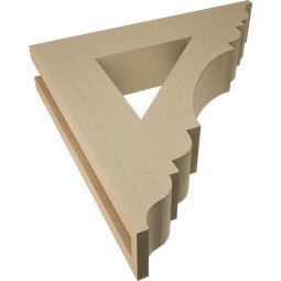 Ekena Millwork - BKTUR035X18X18OLY01RCPR - Timberthane Faux Wood Olympic Style Bracket, Traditional Ends, 3 1/2"W x 18"D x 18"H, Primed Tan